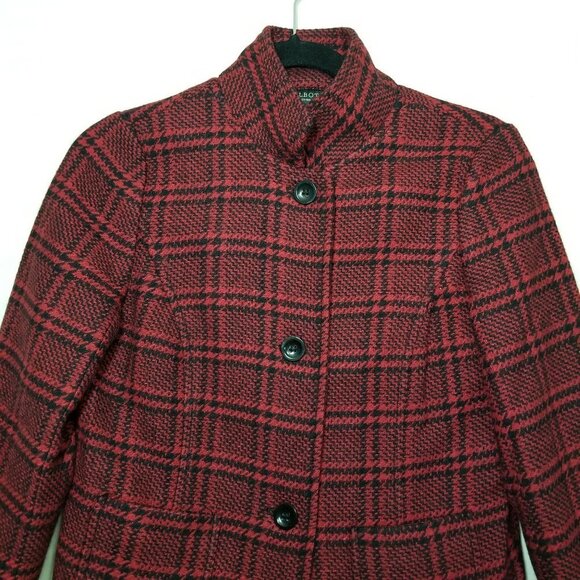 Talbots Petites glen plaid blazer jacket red sz 4P - Picture 3 of 8